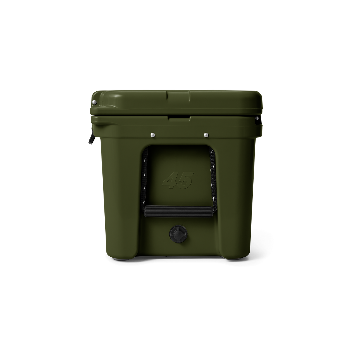 Side view of the YETI Tundra 45 showing the double-haul rope handles and tie-down slots