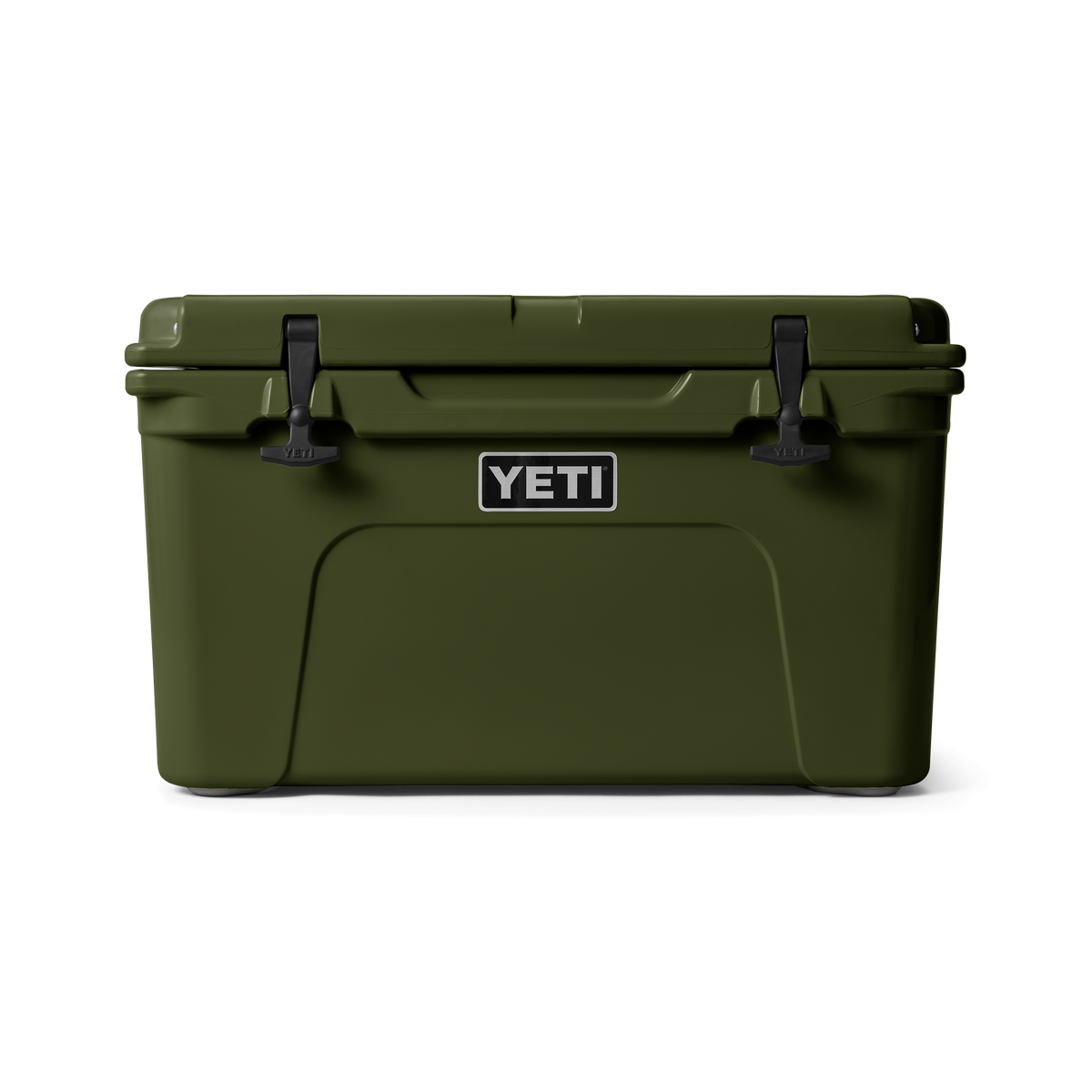YETI Tundra 45 hard cooler in olive green with T-Rex lid latches